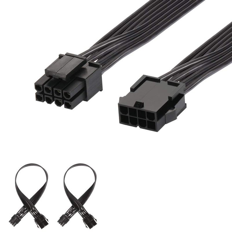 J&D EPS 8 Pin Power Extension Cable, ATX CPU 8 Pin Female to 8(4+4) Pin Male EPS Extension Cable for Motherboard (2 Pack), 12 inch - Image 1